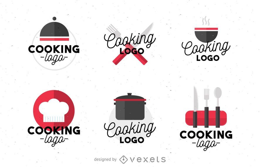 Flat cooking logo set Flat cooking logo set