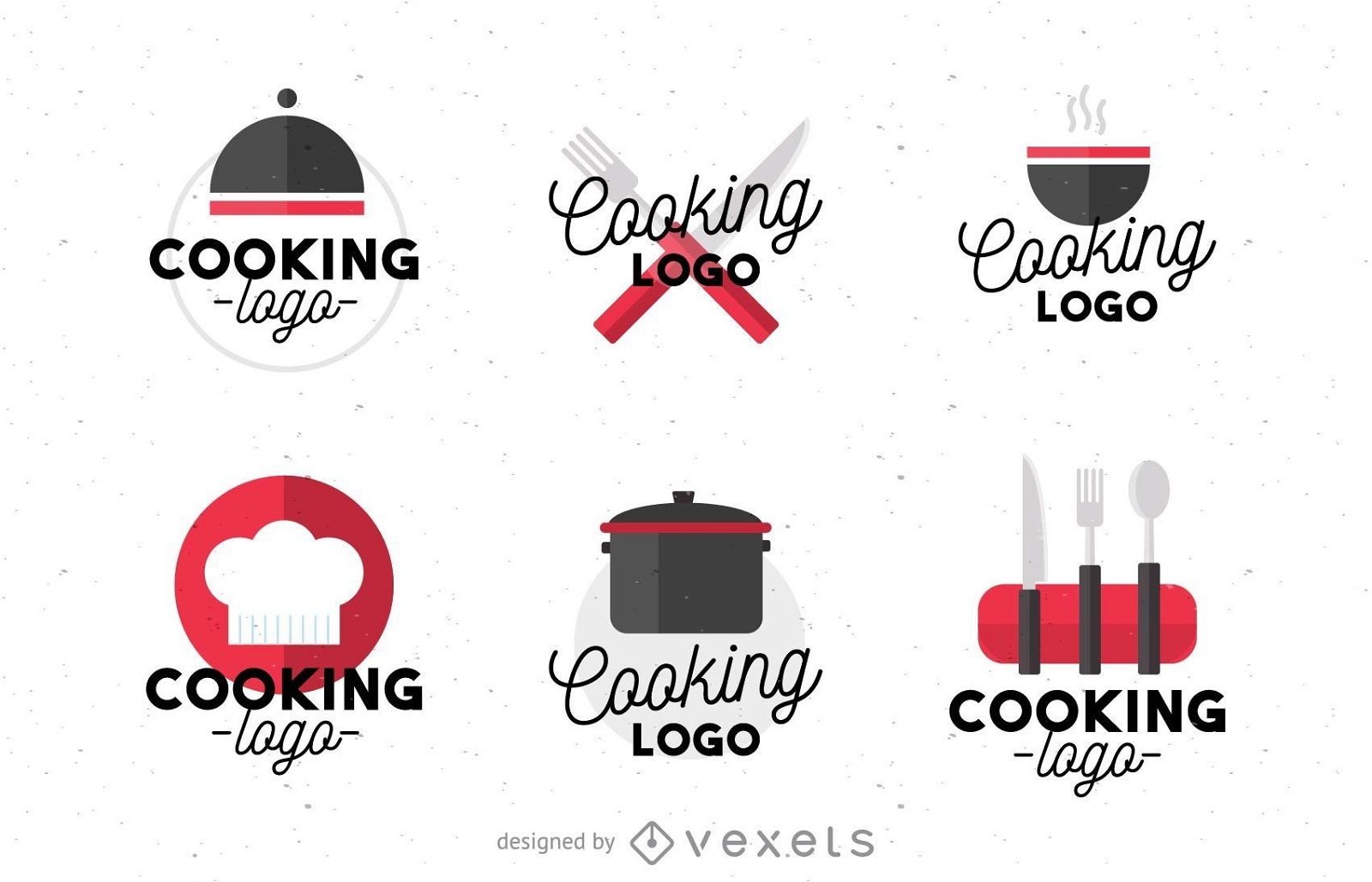Conjunto de logotipo de cocina plana