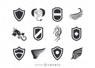 Shield and wings logo pack