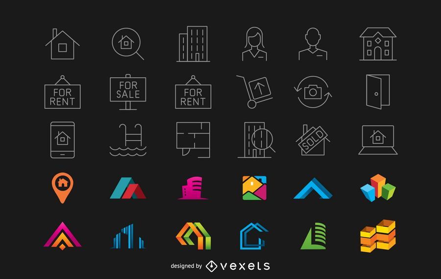 Real estate elements set Real estate elements set