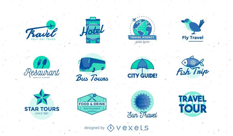 Coleção de logo pack de viagem Coleção de logo pack de viagem