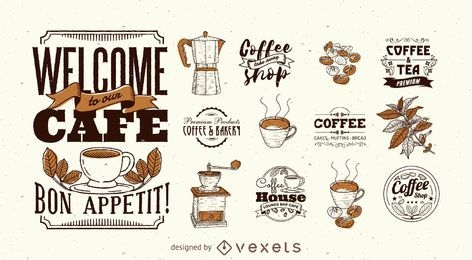 Conjunto de plantillas de logotipo de café