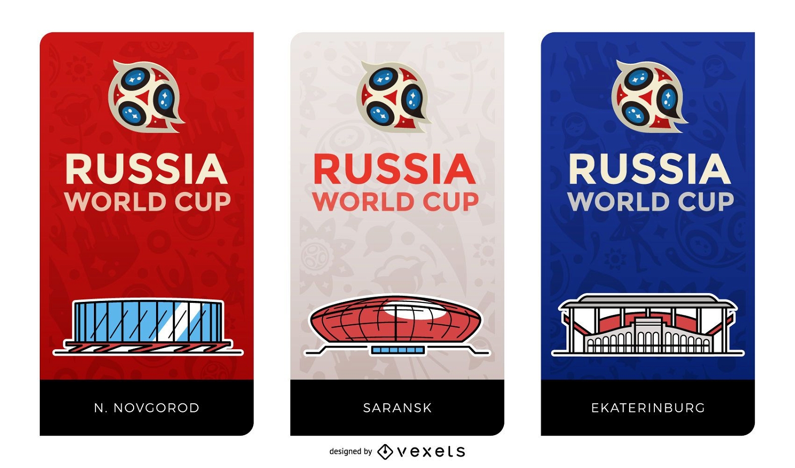Banners del estadio de la copa mundial de rusia