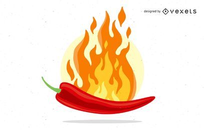Ilustração de pimenta vermelha flamejante Ilustração de pimenta vermelha flamejante