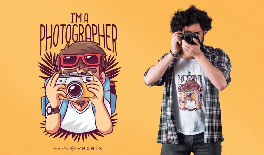 Diseño de camiseta de dibujos animados de fotógrafo Diseño de camiseta de dibujos animados de fotógrafo