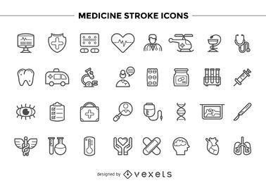 Medicine stroke icons set Medicine stroke icons set