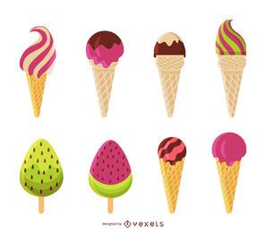 Flat Ice Cream Illustration Set Vector Download Flat Ice Cream Illustration Set Vector Download