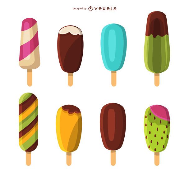 Ice cream on stick set Ice cream on stick set