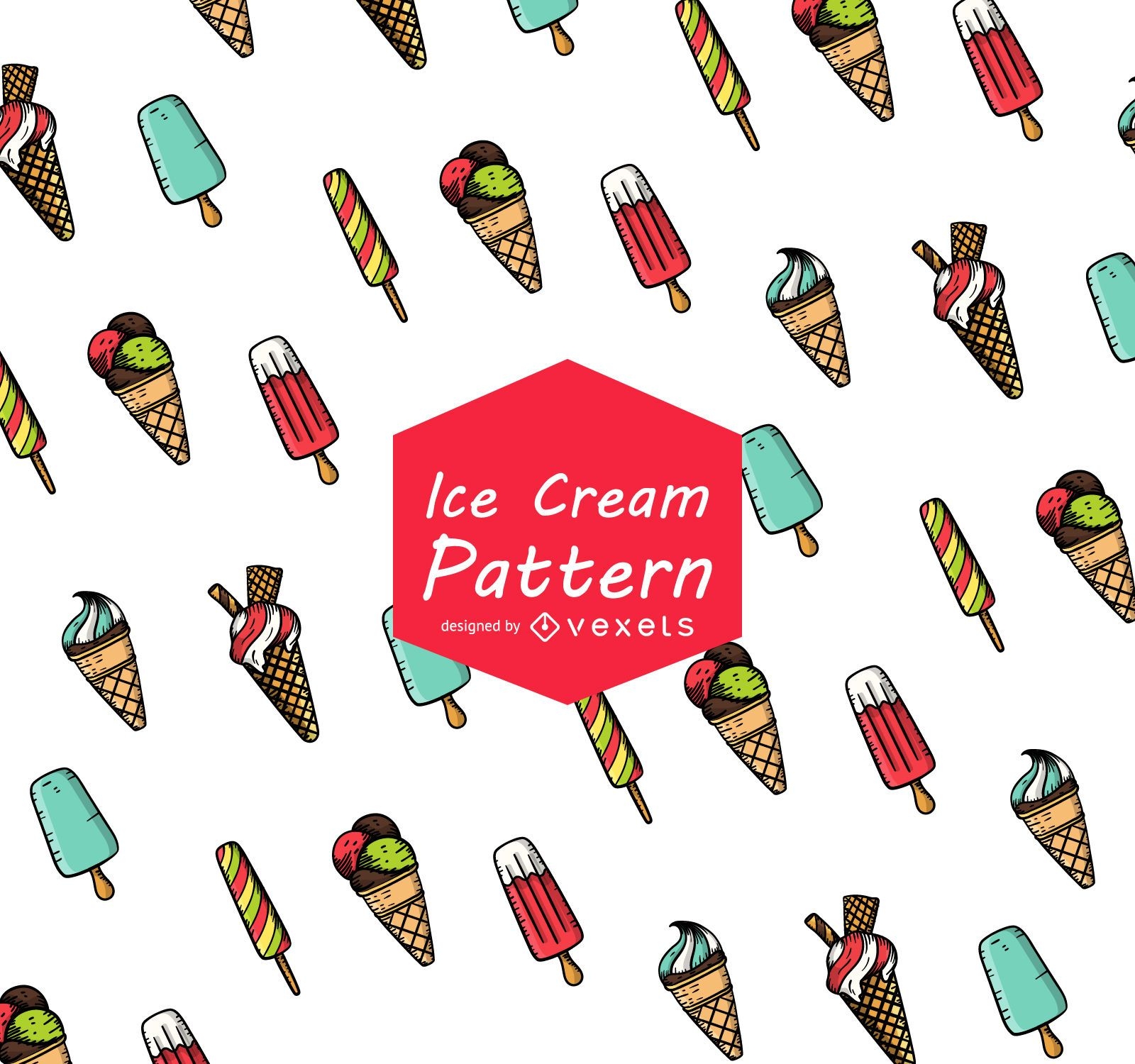 Ice cream cartoon seamless pattern