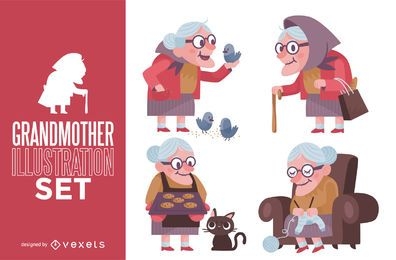 Grandmother illustration set
