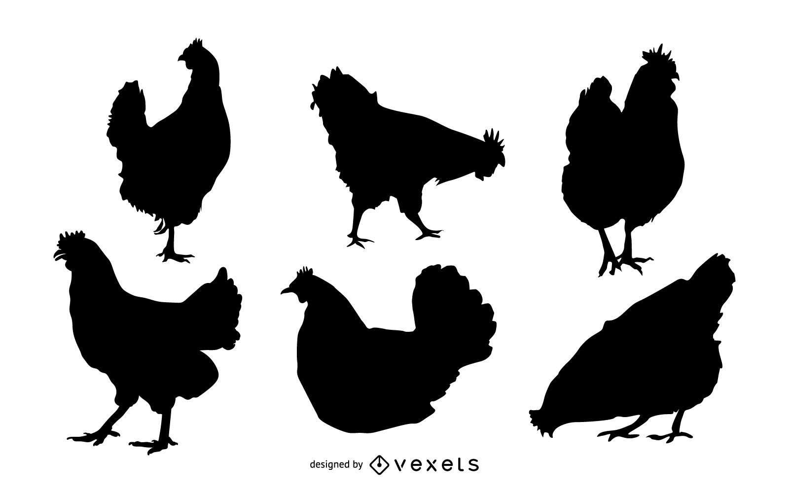Chicken silhouette set