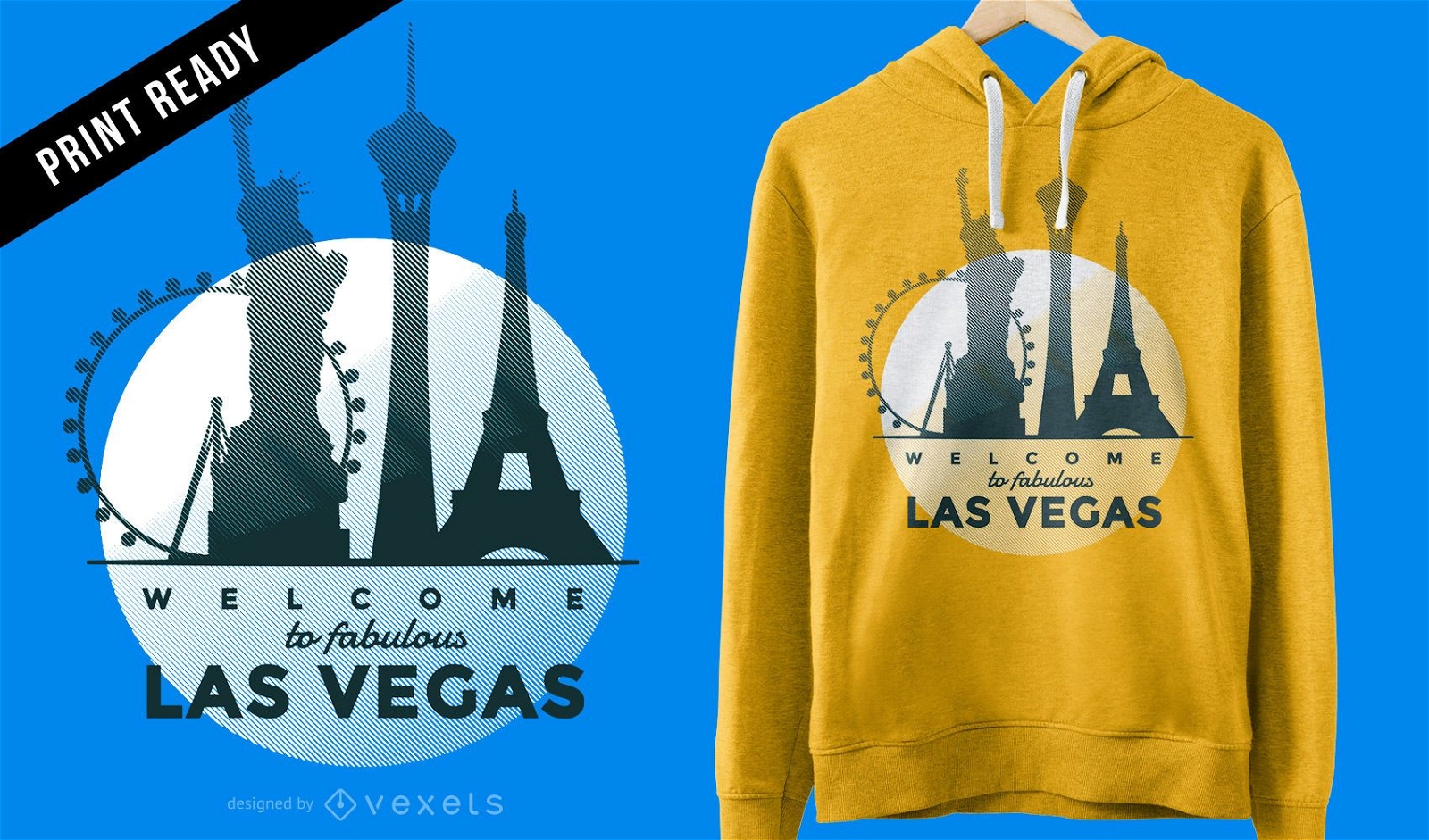 Design minimalista de t-shirt com o horizonte de Las Vegas
