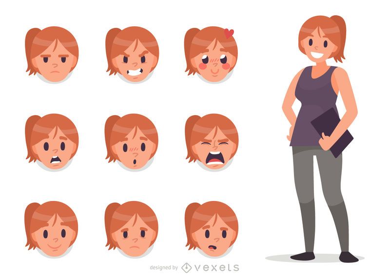 Woman facial expression set Woman facial expression set