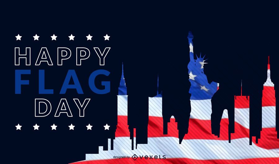 New York flag day skyline New York flag day skyline