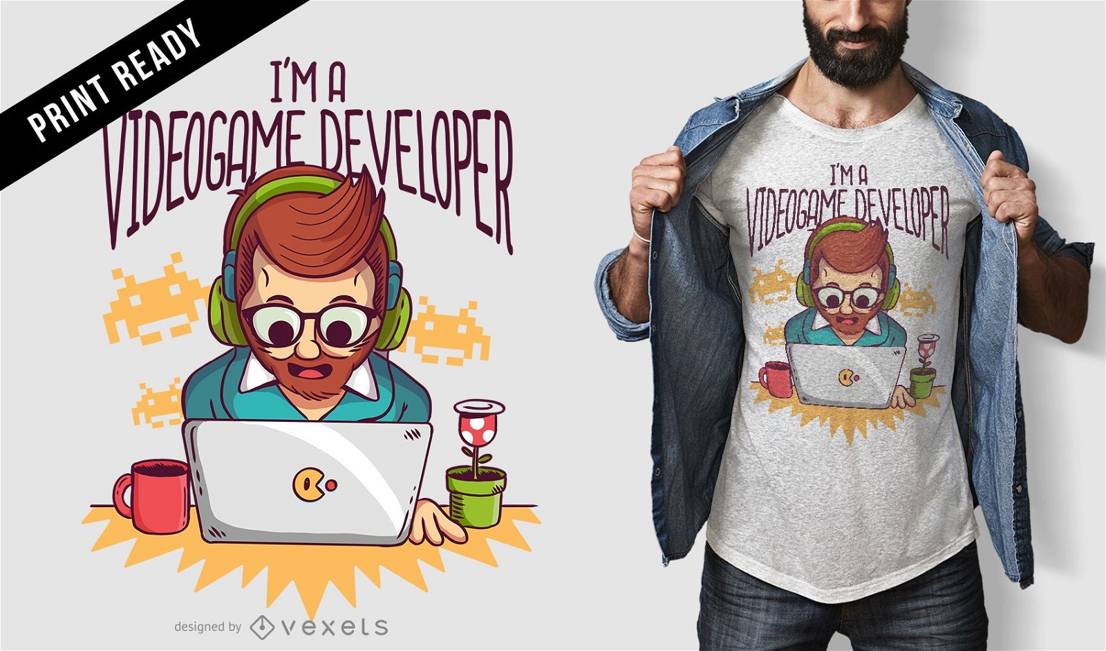 Dise?o de camiseta de desarrollador de juegos.