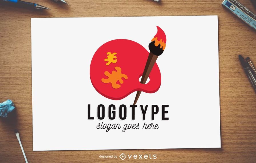 Brush and palette logo template Brush and palette logo template