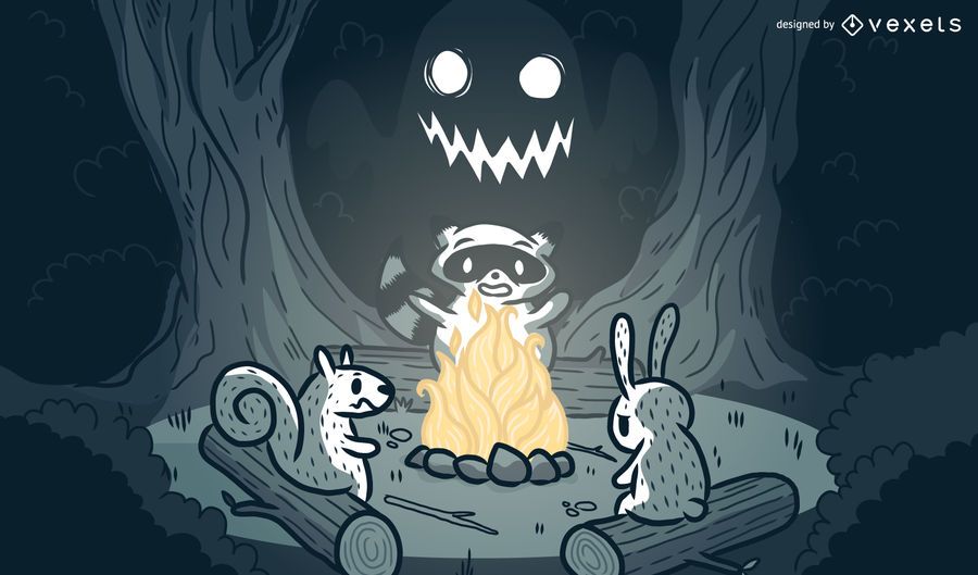 Animals campfire cartoon Animals campfire cartoon