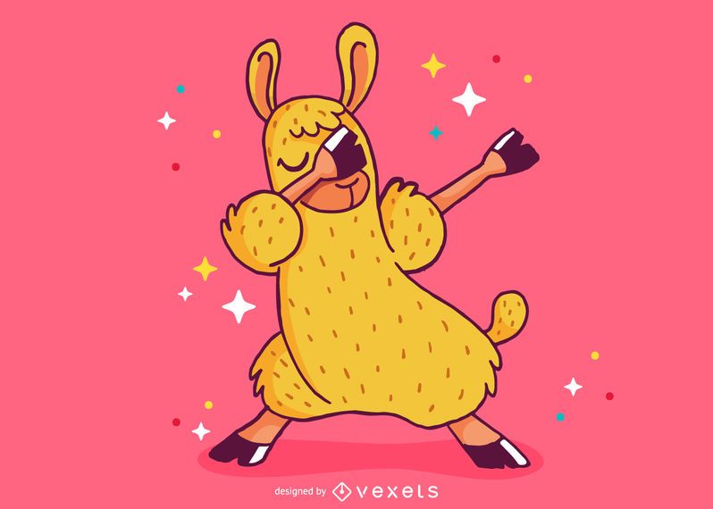 Llama dabbing de dibujos animados Llama dabbing de dibujos animados