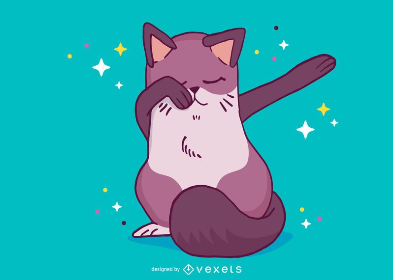 Cat Dabbing Cartoon - Vector Download