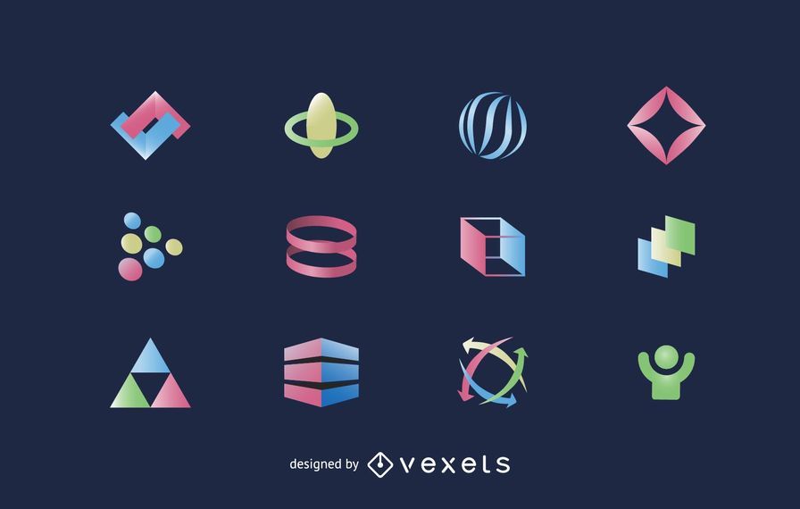 Pack elementos do logotipo em cores brilhantes Pack elementos do logotipo em cores brilhantes