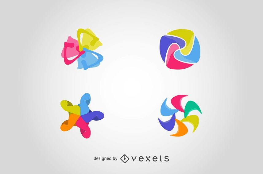 Set logo elements in abstract shapes Set logo elements in abstract shapes