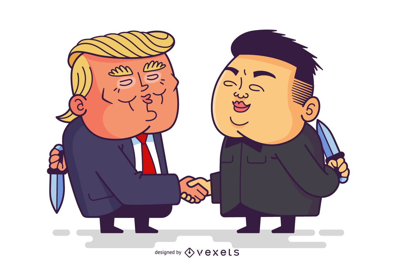 Desenhos animados engraçados de Trump e Kim Jong Un