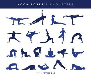 Siluetas de poses de yoga