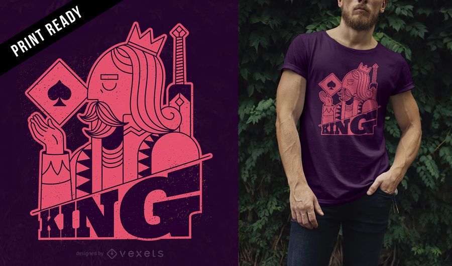 Design de t-shirt de cartão de rei Design de t-shirt de cartão de rei