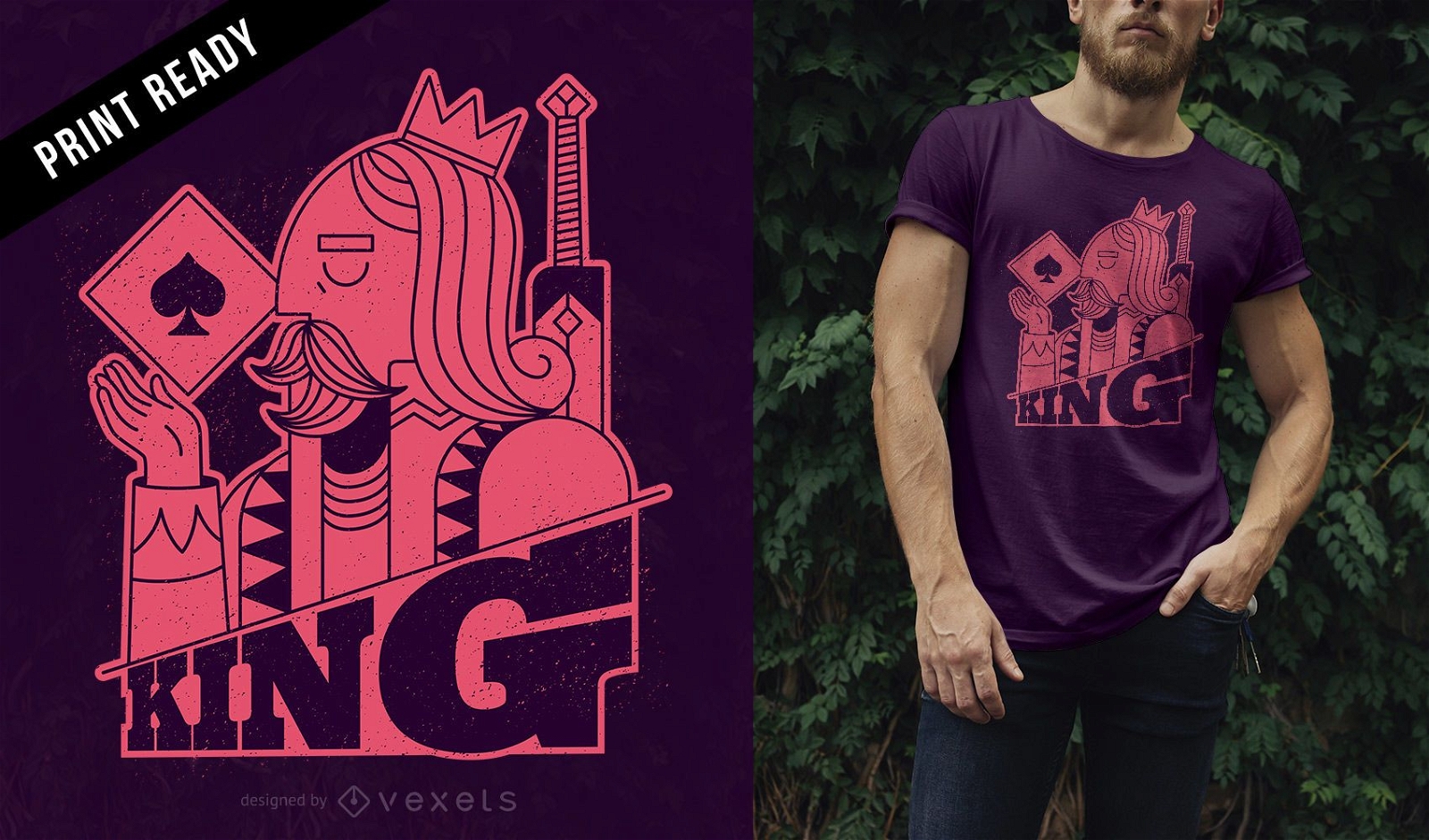 Design de t-shirt de cartão King