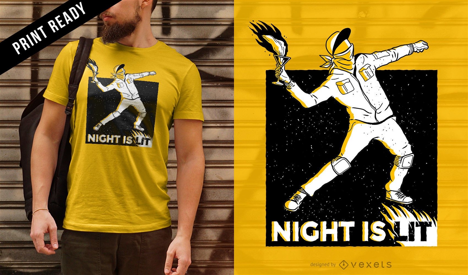 La noche est? iluminada dise?o de camiseta.