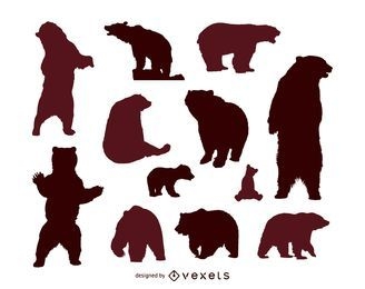 Bear silhouette set