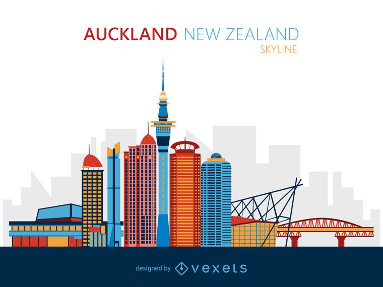 Ilustración del horizonte de Auckland Ilustración del horizonte de Auckland