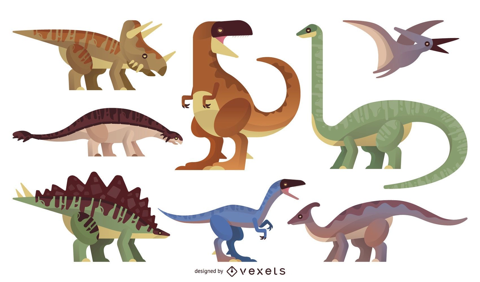 Conjunto de ilustração de dinossauros