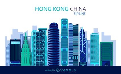 Flat Hong Kong skyline