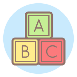 Baby letter cubes circle icon