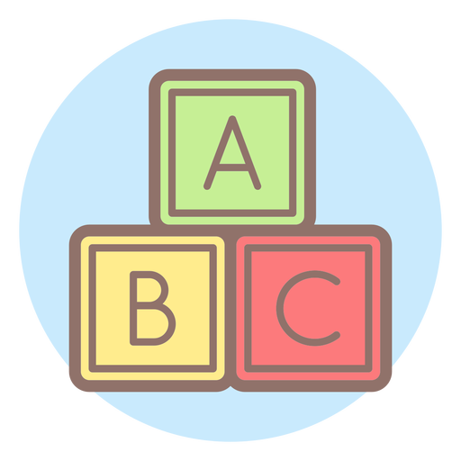 Icono de círculo de cubos de letra de bebé Diseño PNG