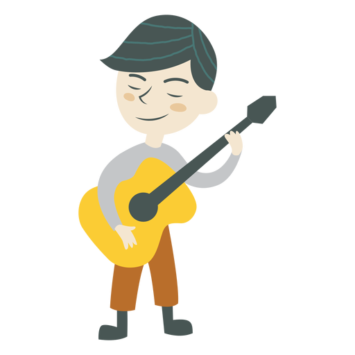 Menino tocando guitarra personagem Desenho PNG