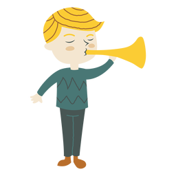 Niño tocando dibujos animados de cuerno de trompeta Diseño PNG