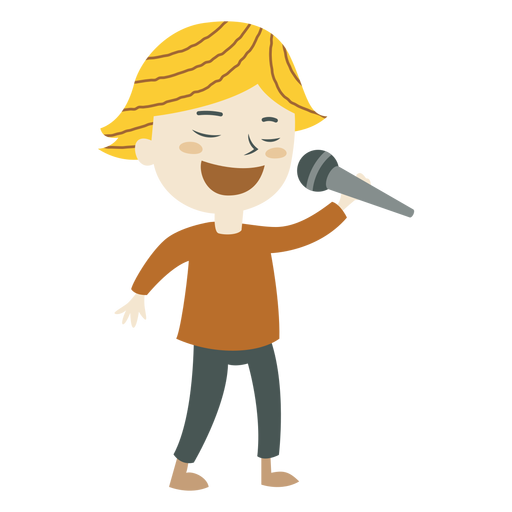 Ni?o cantando dibujos animados Diseño PNG