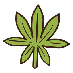 Doodle de color de hoja de cannabis Diseño PNG