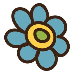 Daisy flower colored doodle PNG Design