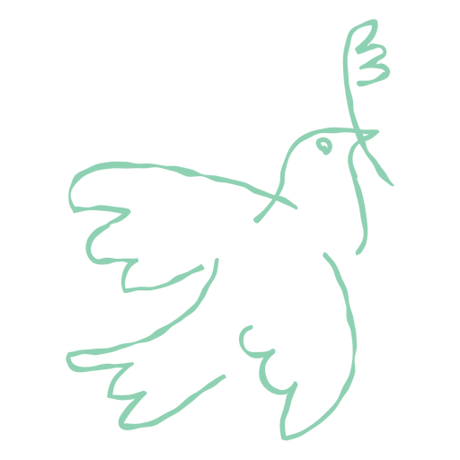 Paloma con doodle de rama de olivo Diseño PNG