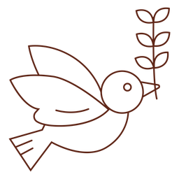 Dove with olive branch stroke PNG Design