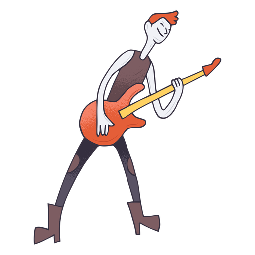 Dibujos animados de jugador de guitarra eléctrica Diseño PNG