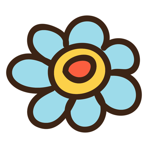 Design PNG E SVG De Traço Colorido De Orelhas De Flor Em Cabeça De