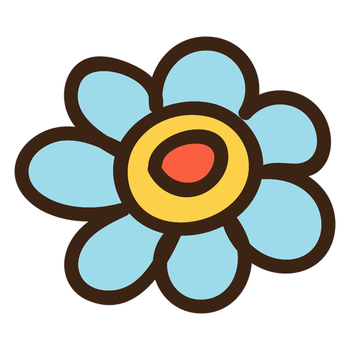 Flower head colored doodle PNG Design