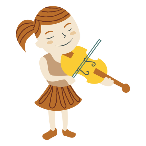 Girl playing violin PNG Design