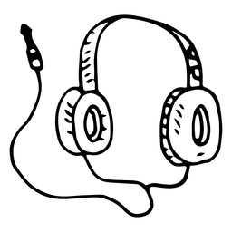 Kopfhörer-Doodle-Symbol PNG-Design