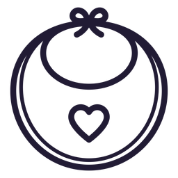 Icono de trazo de babero de bebé de corazón