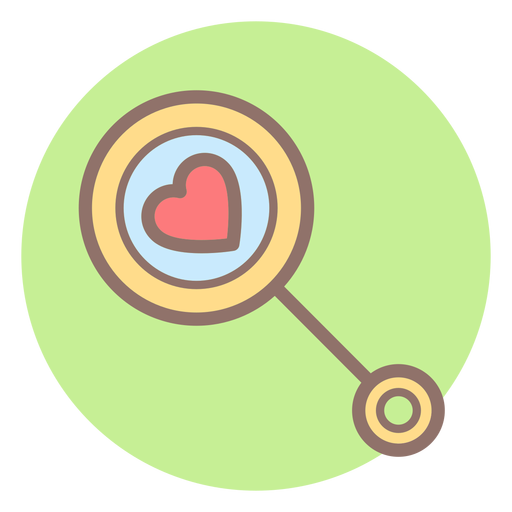 Heart baby rattle circle icon PNG Design